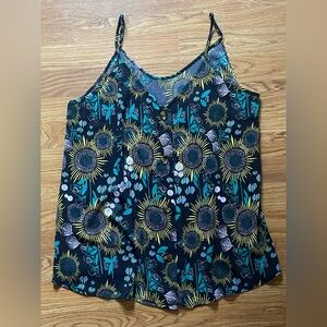 Floral Black Blue and Yellow Women's Top